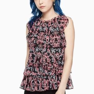 KATE SPADE New York 100% Silk Chiffon Ruffle Blouse Size XXS